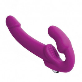 XR Brands Безремневой страпон с вибрацией Evoke Vibrating Strapless Silicone Strap On Dildo, розовый (84851802