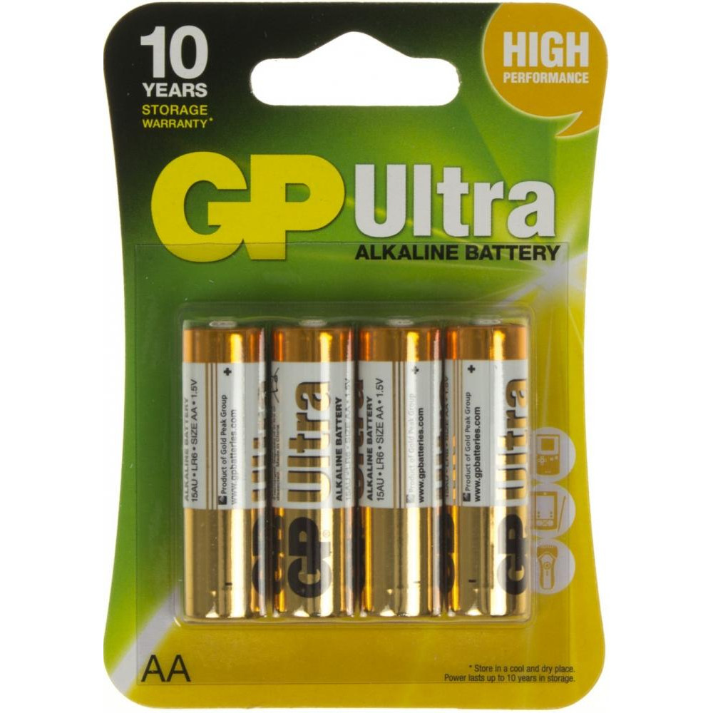 GP Batteries AA bat Alkaline 4шт Ultra (GP15AUHM-2UE4) - зображення 1