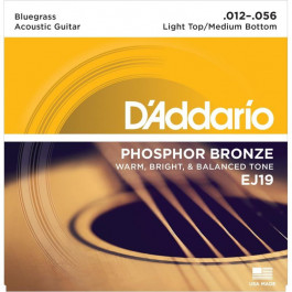 D'Addario EJ19 Phosphor Bronze Light Top/Medium Bottom Acoustic Guitar Strings 12/56