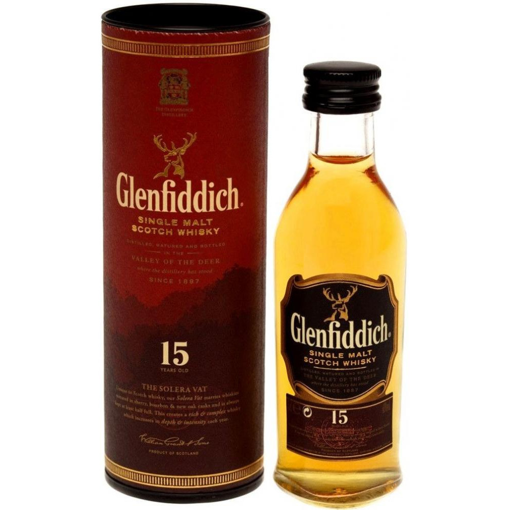 Glenfiddich Віскі 15 Years Old, in tube, 50 мл (5010327326115) - зображення 1