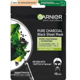 Garnier Чорна Тканинна маска  Skin Naturals Очищувальне Вугілля + Чорні водорості 28 г (3600542097253)