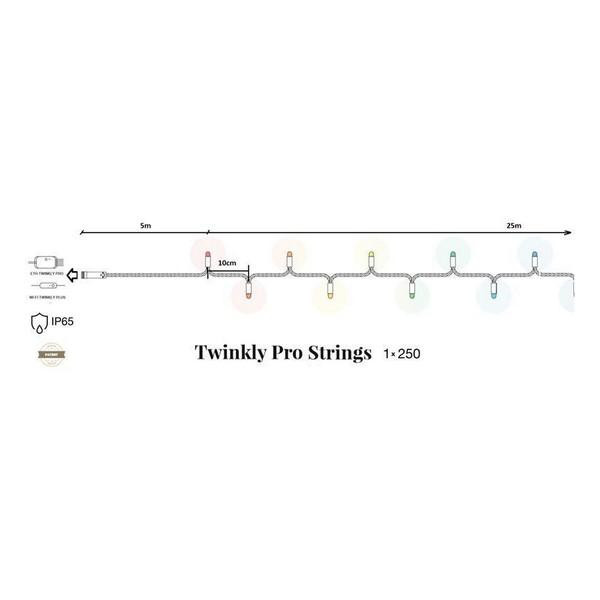 Twinkly Smart LED Pro Strings AWW 250, одинарная линия, IP65, AWG22, прозрачный (TW-PLC-S-CA-1X250GOP-T) - зображення 1