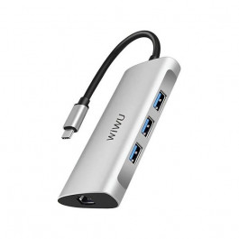 WIWU Adapter Alpha 631STR USB-C to 3xUSB3.0+RJ45+SD+TF Card Grey (695781551256)