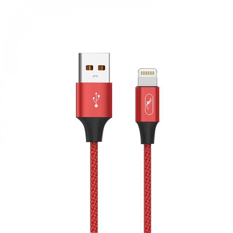 SkyDolphin S55L Neylon USB to Lightning 1m Red (USB-000435) - зображення 1