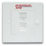 Premium Line Лицевая рамка под 1 модуль со шторкой, Euro II, 90°, 86х86, цвет белый (121121210) - зображення 1
