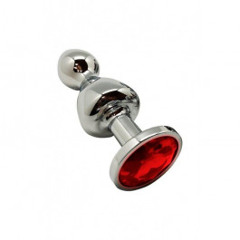Wooomy Lollypop Double Ball Metal Plug Red M (SO7423)