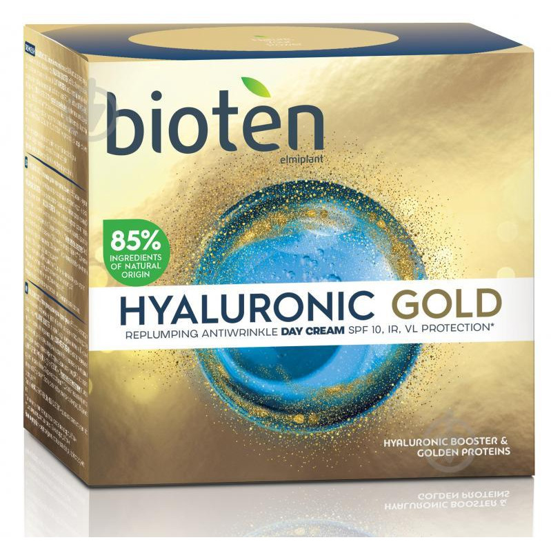 Bioten Денний крем для обличчя  Hyaluronic Gold Replumping Antiwrinkle Day Cream SPF 10 проти зморшок 50 мл - зображення 1