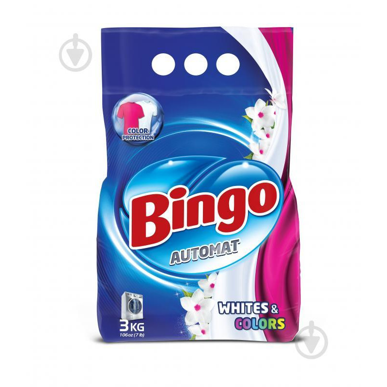 Bingo Порошок пральний  автомат WhitesColors, 3 кг (8690536920686) - зображення 1