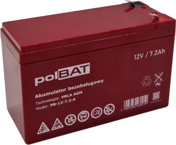 polBAT AGM 12V-7.2Ah (PB-12-7.2-A) - зображення 1