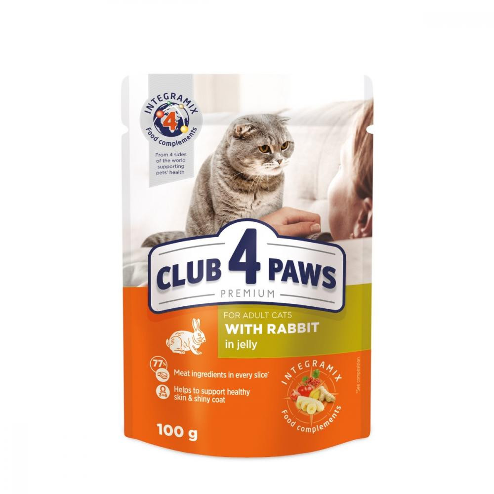 Клуб 4 лапи Premium для взрослых кошек с кроликом в желе 100 г (4820083908903) - зображення 1