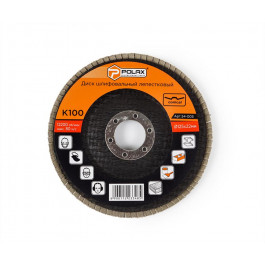 Polax Круг (диск) Polax шлифовальный лепестковый для УШМ (болгарки) 125 * 22мм, зерно K100 (54-005)
