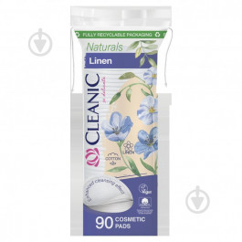 Cleanic Диски ватні  Naturals Linen круглі, 90 шт (5900095035657)