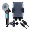 Hoco HW9 Climber smart wireless charging car holder Black Gray - зображення 3