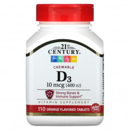 21st Century Vitamin D3 10 mcg, 110 жувальних таблеток Апельсин