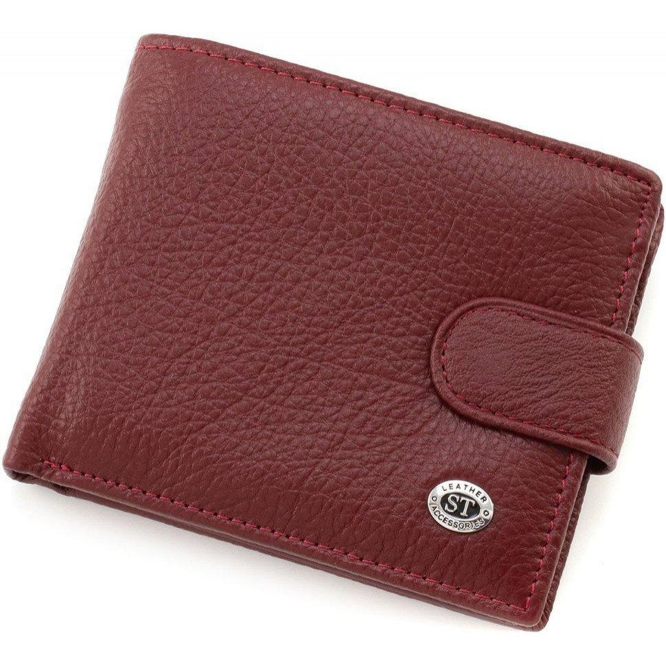ST Leather Маленький жіночий гаманець із натуральної шкіри бордового кольору з блоком під карти  1767457 - зображення 1