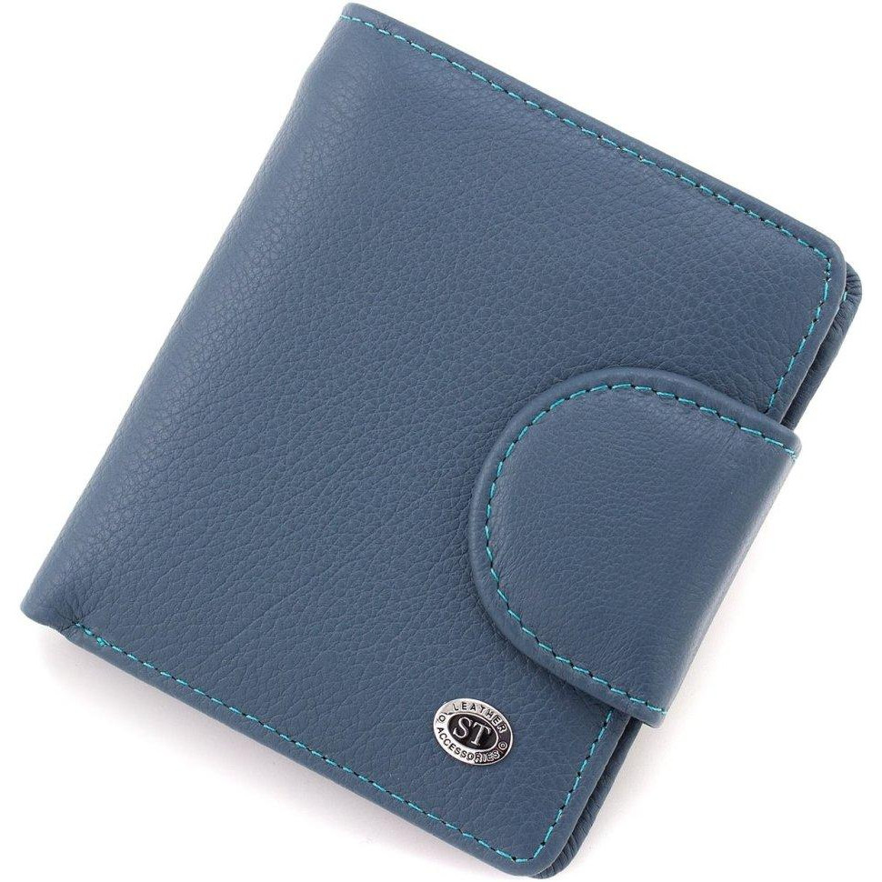 ST Leather Шкіряний жіночий гаманець насиченого синього кольору з фіксацією на магніт  1767306 - зображення 1
