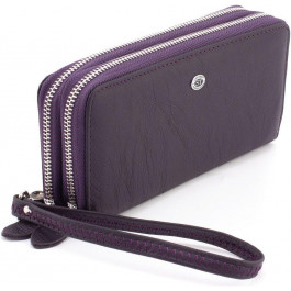 ST Leather Фіолетовий жіночий гаманець із натуральної шкіри на дві блискавки  1767388