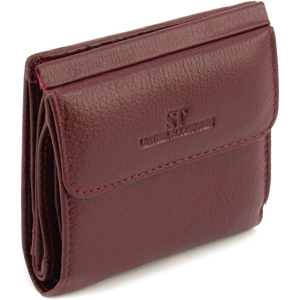 ST Leather Шкіряний бордовий жіночий гаманець з монетницею  1767335 - зображення 1