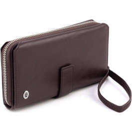 ST Leather Місткий коричневий гаманець-клатч із натуральної шкіри на зап'ястя  1767373