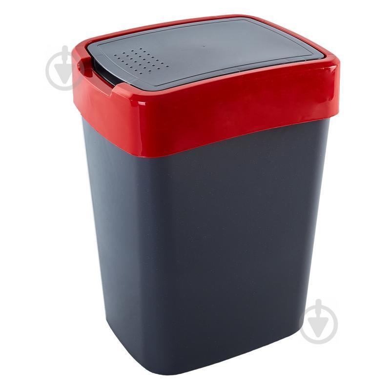 Алеана Відро для сміття з кришкою 10 л граніт/червоний 122066 (4823052321536) - зображення 1