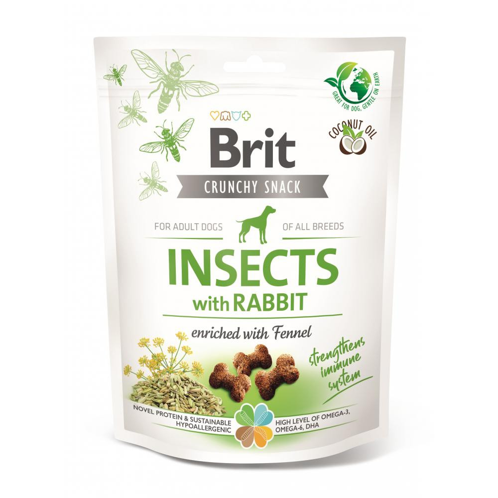 Brit Crunchy Snack Adult Dog Insects with Rabbit 200 г (100623) - зображення 1
