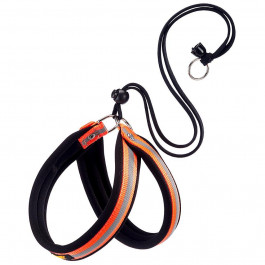 Ferplast AGILA REFLEX 1 HARNESS ORANGE светоотражающая шлейка для собак с эластичным шнуром , оранжевая, А-В 
