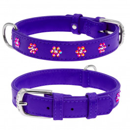 Collar Ошейник Glamour с клеевыми стразами Цветочек 27-36 см 15 мм Фиолетовый (32849)