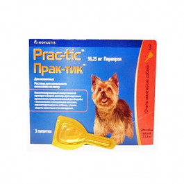 Novartis Prac-tic - капли Прак-тик от блох и клещей для собак Вес 2 - 4,5 кг, одна пипетка (11017)