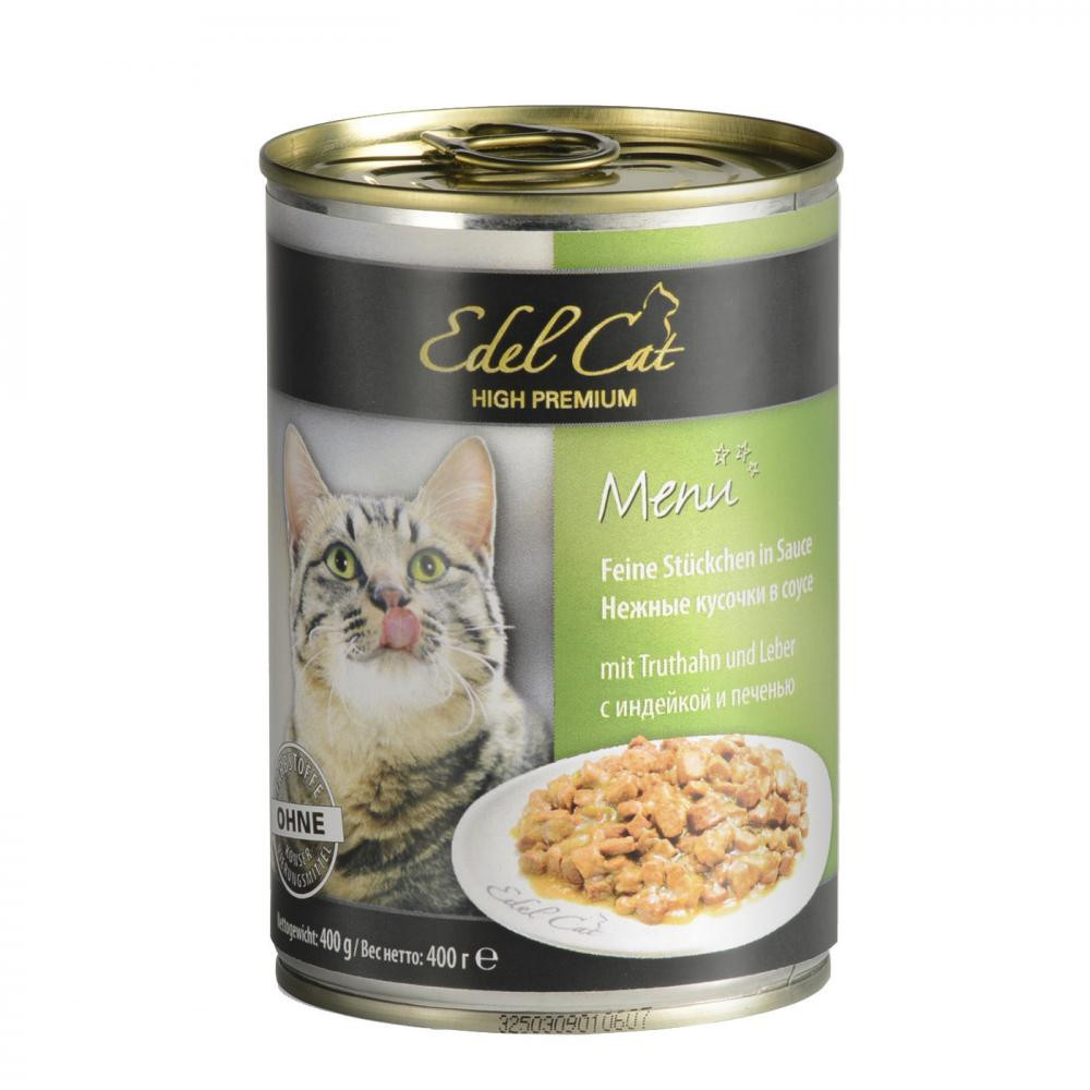 Edel Cat Ніжні шматочки в соусі з індичкою і печінкою 400 г - зображення 1