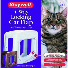Staywell Дверца Cat Flap для кошек с механическим замком, белая, 241х252 мм (300)