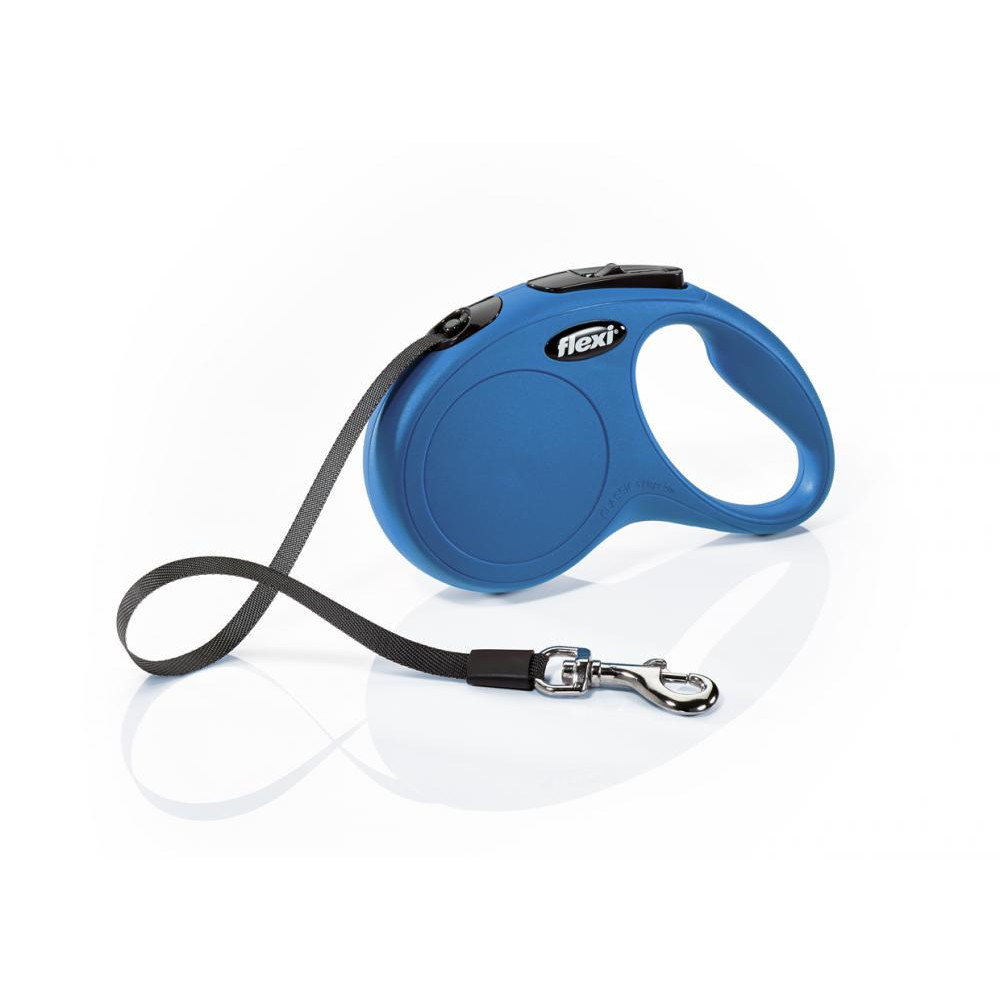 Flexi Повідець-рулетка  New Classic для собак, зі стрічкою, розмір S 5 м / 15 кг (синя) (11832) - зображення 1