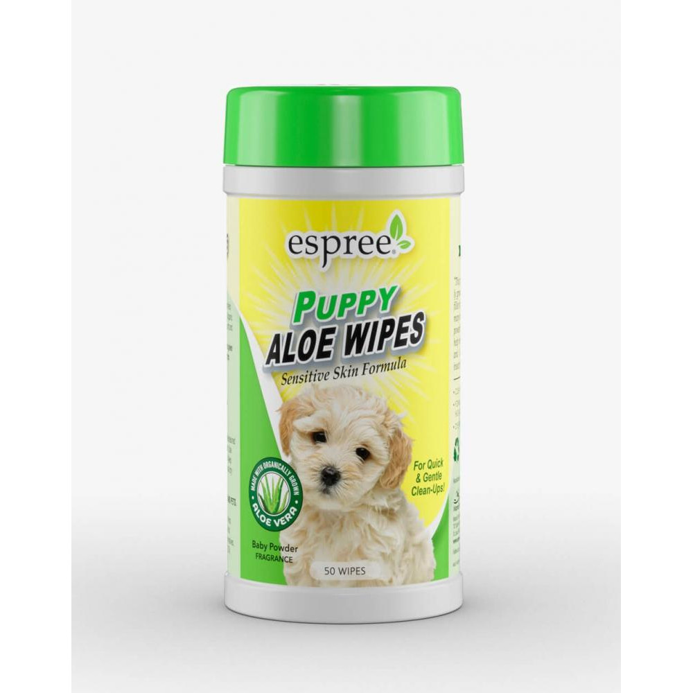 Espree Серветки для догляду за вовною цуценят  Puppy Aloe Wipes 50 шт (0748406014220) - зображення 1