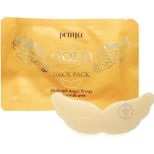 Petitfee Hydrogel Angel Wings Gold Neck Pack Гідрогелева маска для шиї з плацентою 10 g - зображення 1