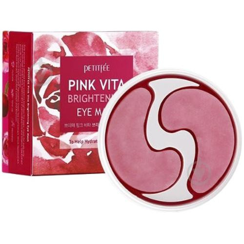 Petitfee Pink Vita Brightening Eye Mask Освітлюючі патчі для очей на основі есенції рожевої води 60 шт. - зображення 1