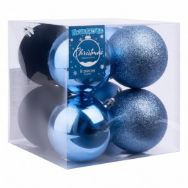 YES! Fun Набір новорічних куль , пластик, 8см, 8 шт/уп, блакитний, 1 сорт (974792)
