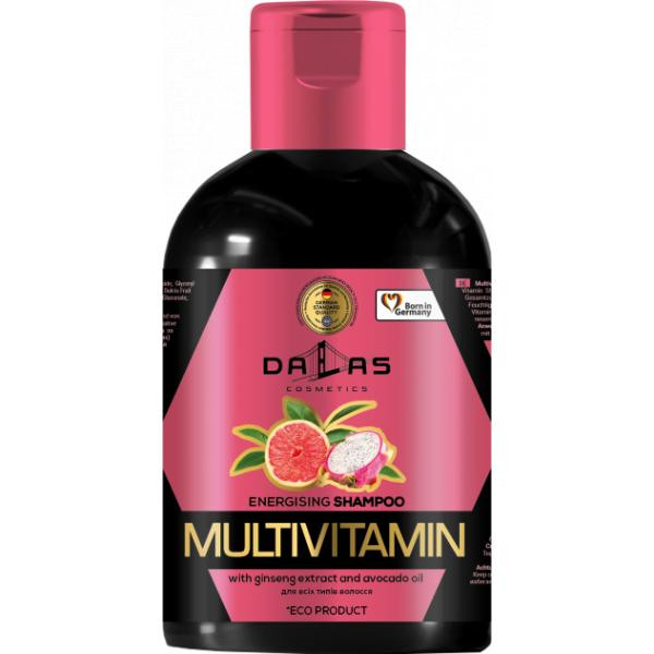 Dallas cosmetics Мультивитаминный энергетический шампунь  Multivitamin с экстрактом женьшеня и маслом авокадо 1 л (42 - зображення 1