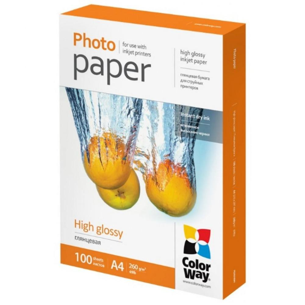 ColorWay A4, 260г, glossy, 100л, карт.уп. (PG260100A4) - зображення 1