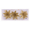 JUMI Ялинкова іграшка  квітка на кліпсі, пластик, золота з блиск., 3шт (5900410380929) - зображення 1