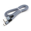 Vinga USB 2.0 AM to Type-C 1m flat nylon gray (VCPDCTCFNB1GR) - зображення 1