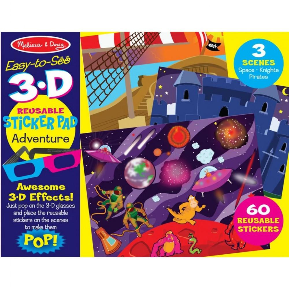 Melissa&Doug Многоразовые 3-D наклейки с очками Melissa & Doug Приключения (MD9375) - зображення 1