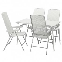IKEA TORPARO, 294.948.69, Стіл + 4 розкладаються стільці, для вулиці, білий, білий, сірий, 130 см