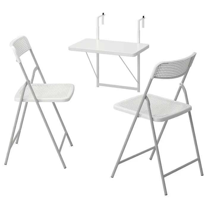 IKEA TORPARO, 594.948.63, Стіл стін кріпл+2 склад стільці/вул, білий, білий, сірий, 50 см - зображення 1