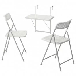 IKEA TORPARO, 594.948.63, Стіл стін кріпл+2 склад стільці/вул, білий, білий, сірий, 50 см