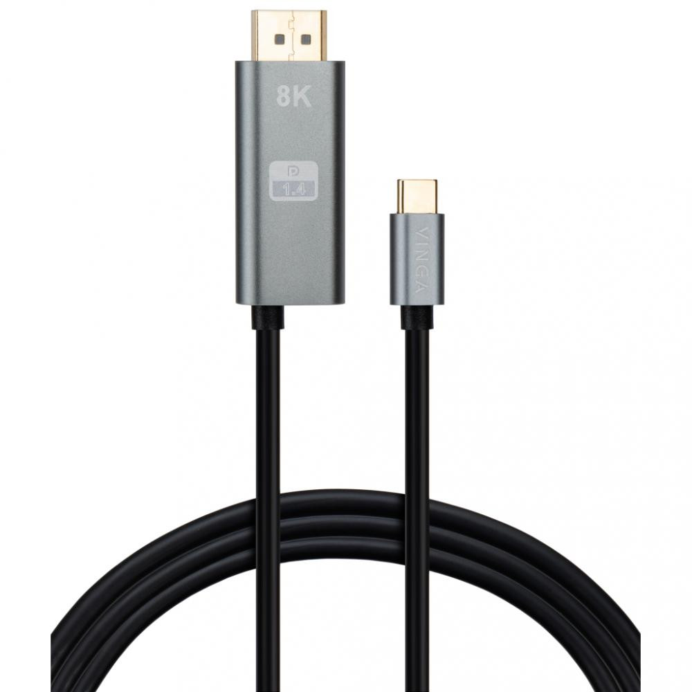 Vinga USB Type-C to DisplayPort v1.4 100W  1.5m Black (VCPVCCD1415PD) - зображення 1