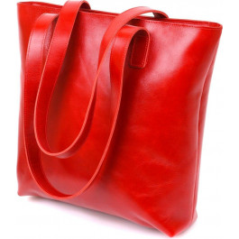 SHVIGEL Яскрава жіноча сумка-шоппер із натуральної шкіри червоного кольору  (16366)