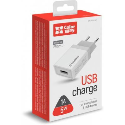 ColorWay 1 USB 1A White (CW-CHS011-WT) - зображення 1