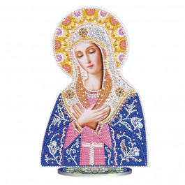 STRATEG Алмазна мозаїка ПРЕМІУМ Ікона Божої Матері на підставці розміром 30х30 см BJP202