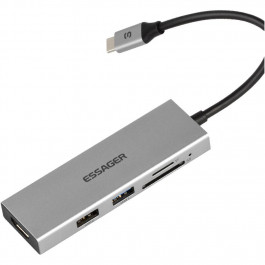 Essager Fanghe 5 in 1 USB-C Silver (EHBC05-FH0G-P)