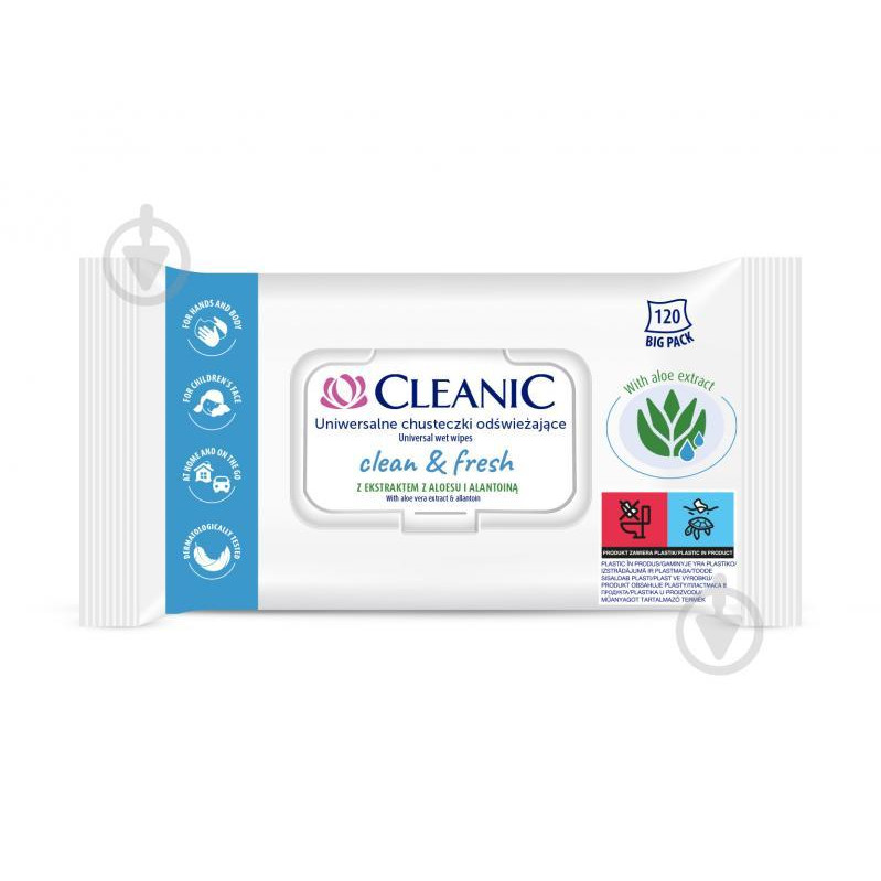 Cleanic Універсальні вологі серветки  Clean & Fresh 120 шт (5900095034094) - зображення 1