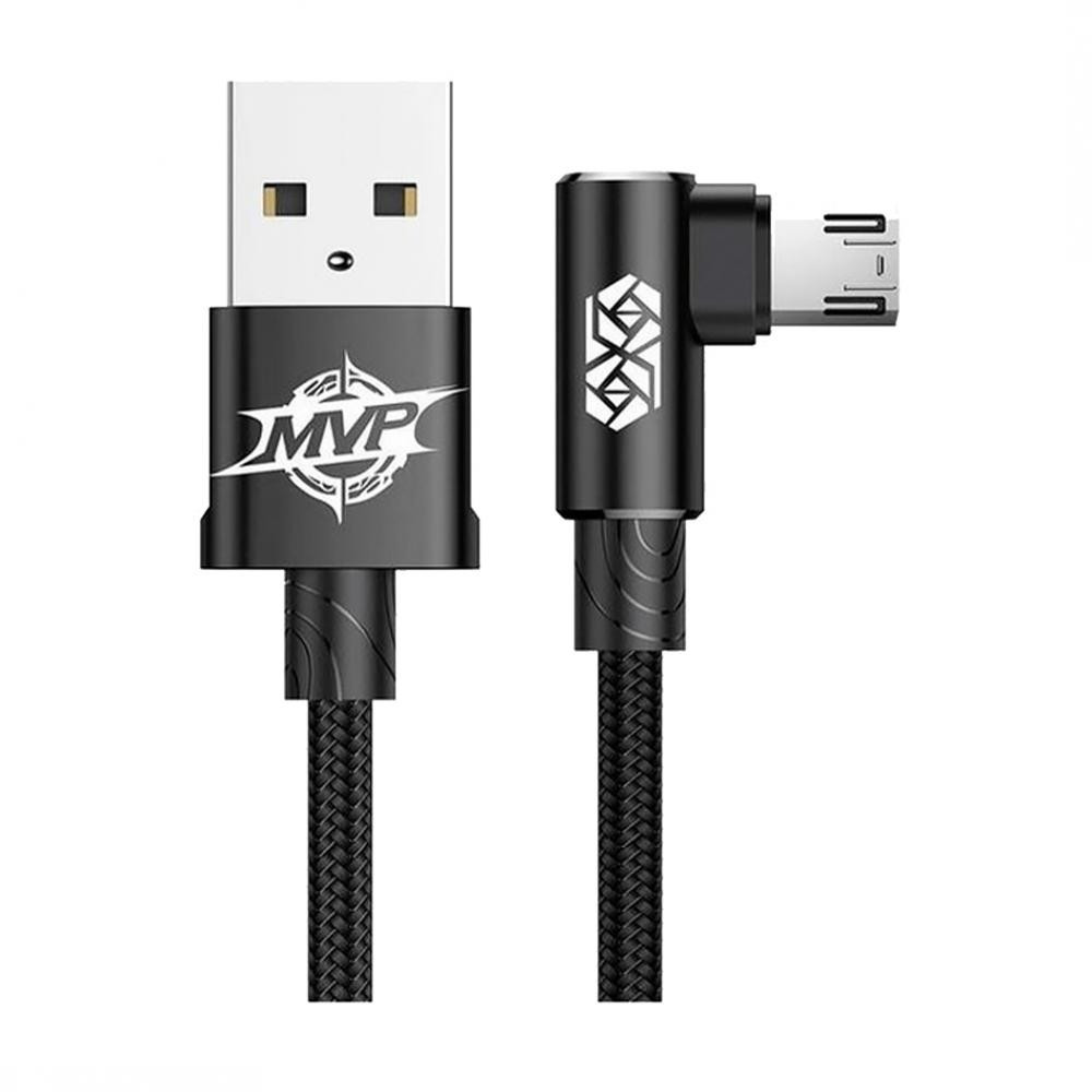 Baseus MVP Elbow Type Cable USB For Micro 2A 1M Black (CAMMVP-A01) - зображення 1